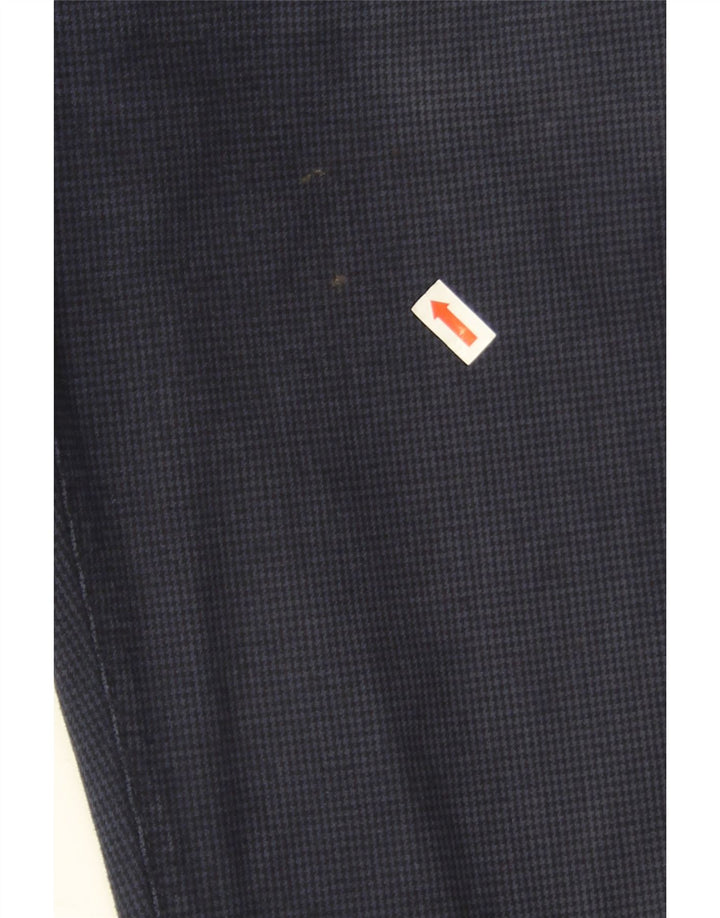Pantaloni Casual Dritti Uomo Trussardi W34 L31 Pied De Poule Blu Navy