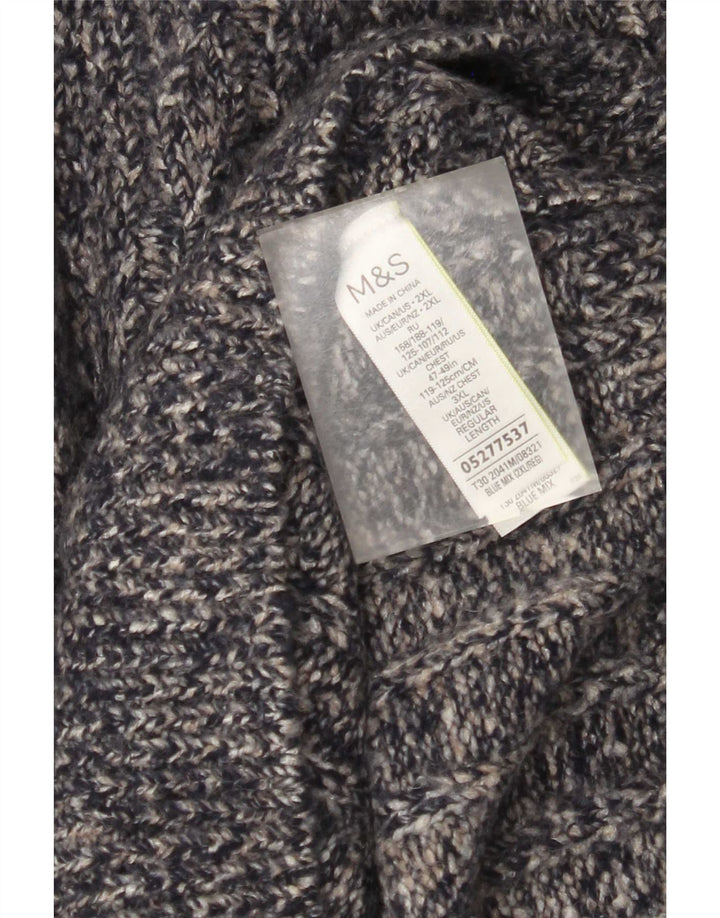 Maglione da uomo Marks & Spencer con zip e collo 2XL Acrilico chiazzato blu