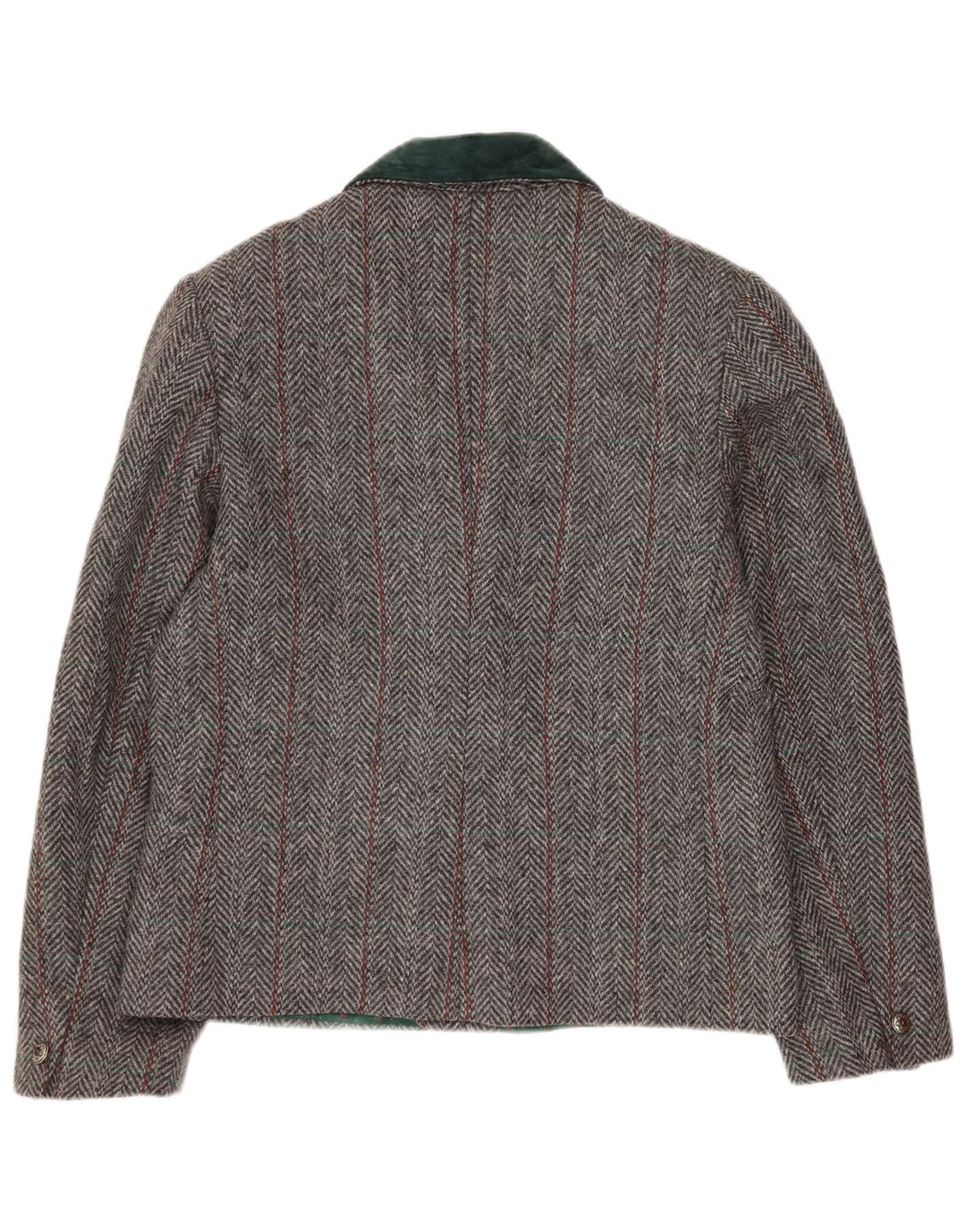 Giacca blazer doppiopetto vintage da donna UK 14 a spina di pesce grigio medio