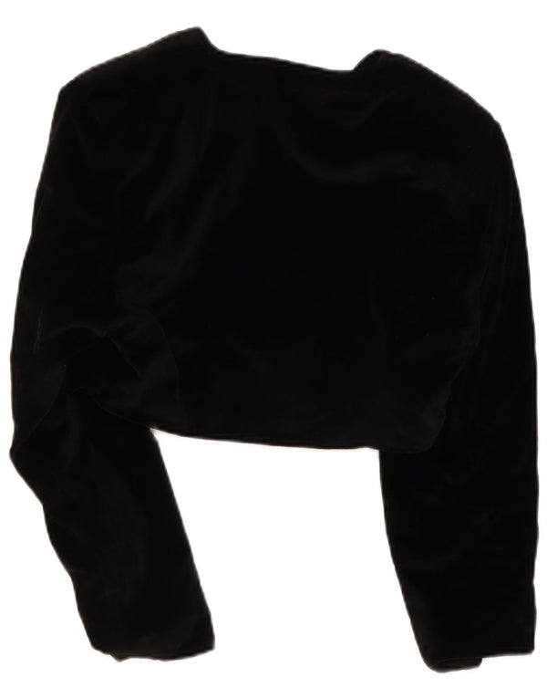 Giacca Bolero in velluto da donna vintage UK 14 cotone floreale nero medio