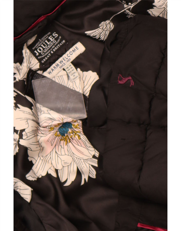 JOULES Womens Hooded Quilted Overcoat US 14 XL Black Polyester