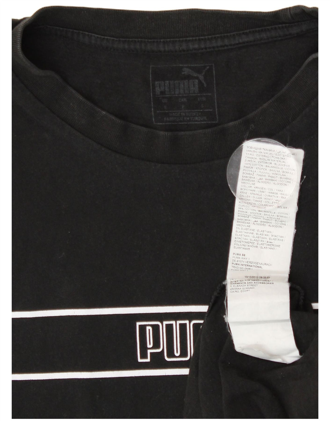 T-shirt grafica da uomo Puma Top piccola in cotone a righe nere