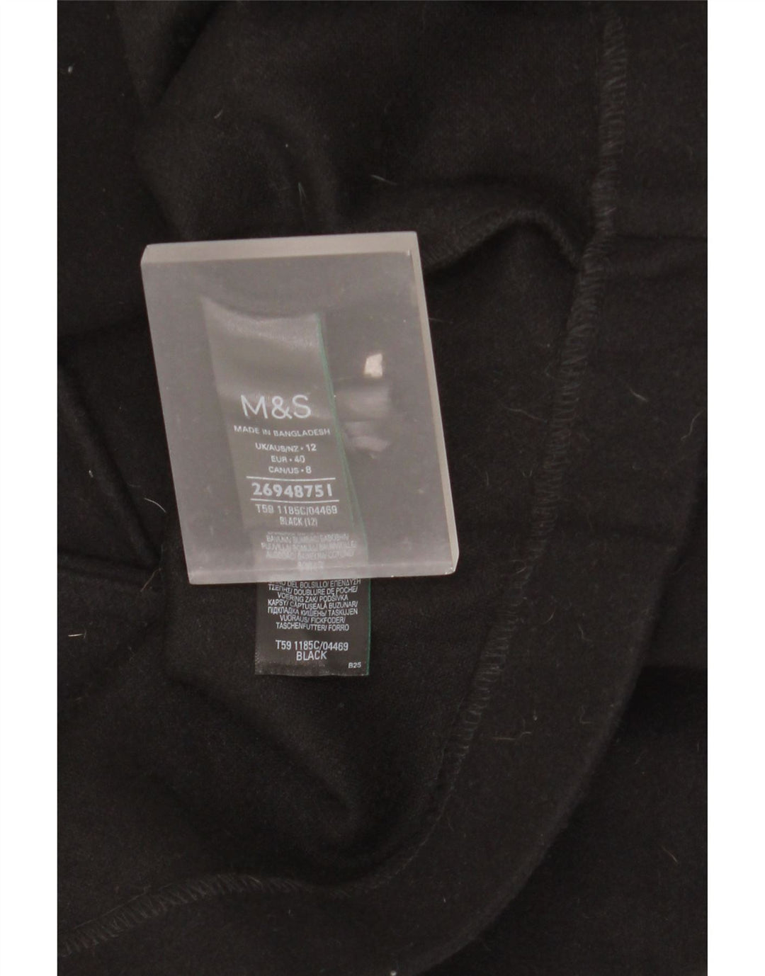 Cappotto da donna Marks & Spencer UK 12 medio nero poliestere