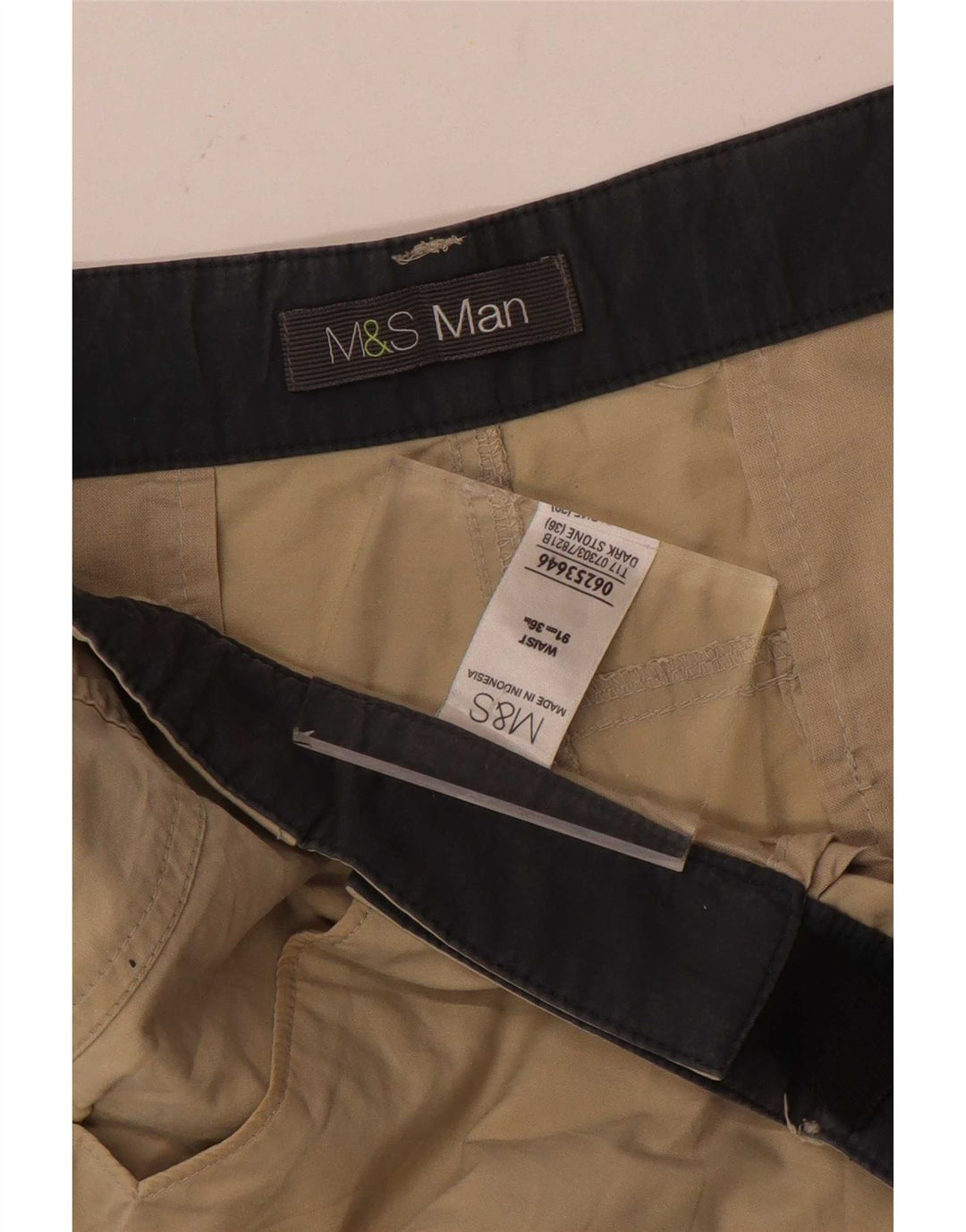 Pantaloncini cargo da uomo Marks & Spencer W36 grandi in cotone beige