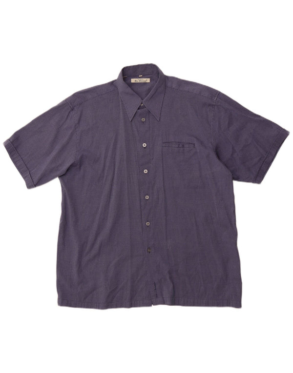 Camicia a maniche corte da uomo BEN SHERMAN XL blu gessato
