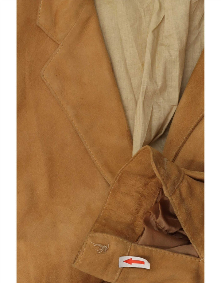 Giacca vintage in pelle scamosciata da donna IT 46 grande in pelle beige
