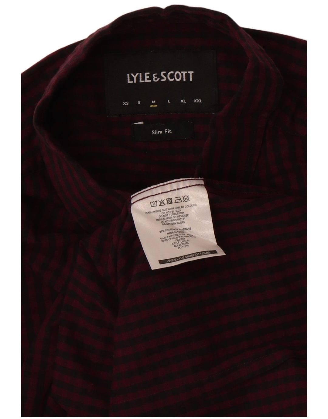Camicia slim fit da uomo Lyle & Scott in cotone a quadretti bordeaux medio