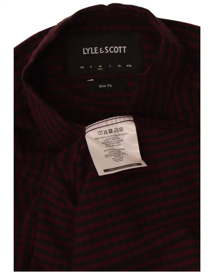 Camicia slim fit da uomo Lyle & Scott in cotone a quadretti bordeaux medio