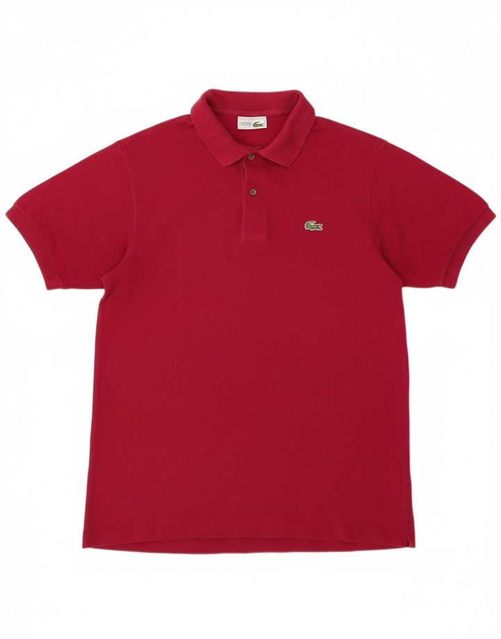 Polo da uomo Lacoste taglia 4 in cotone bordeaux medio