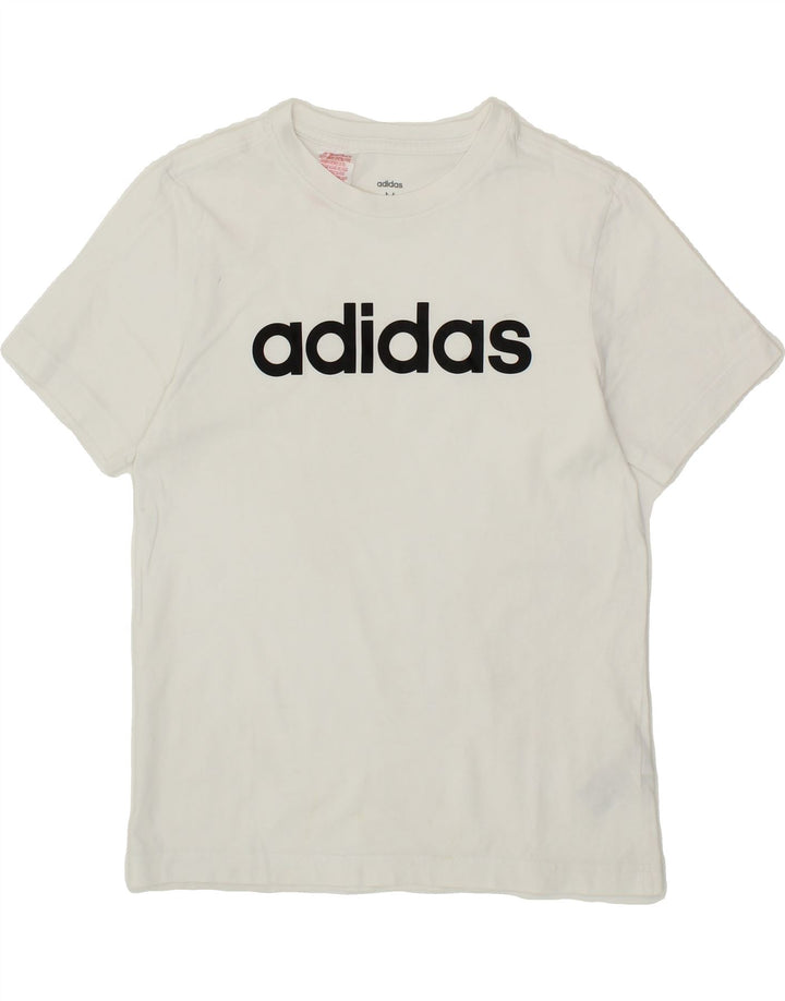 ADIDAS Boys Graphic T-Shirt Top 11-12 Years Medium White Cotton Vintage Adidas and Second-Hand Adidas from Messina Hembry 