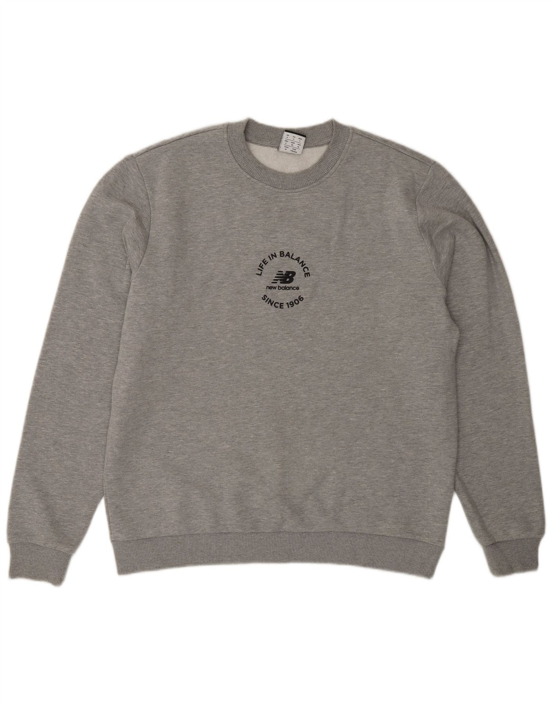 Felpa grafica da uomo New Balance, maglione piccolo, cotone grigio