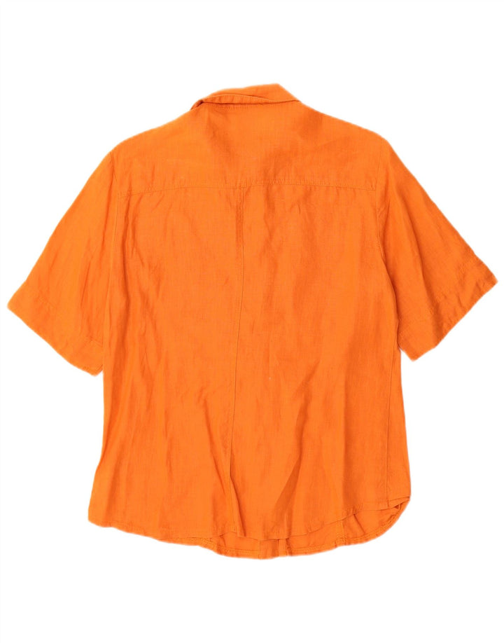 Camicia a maniche corte da donna VINTAGE UK 12 Lino arancione medio