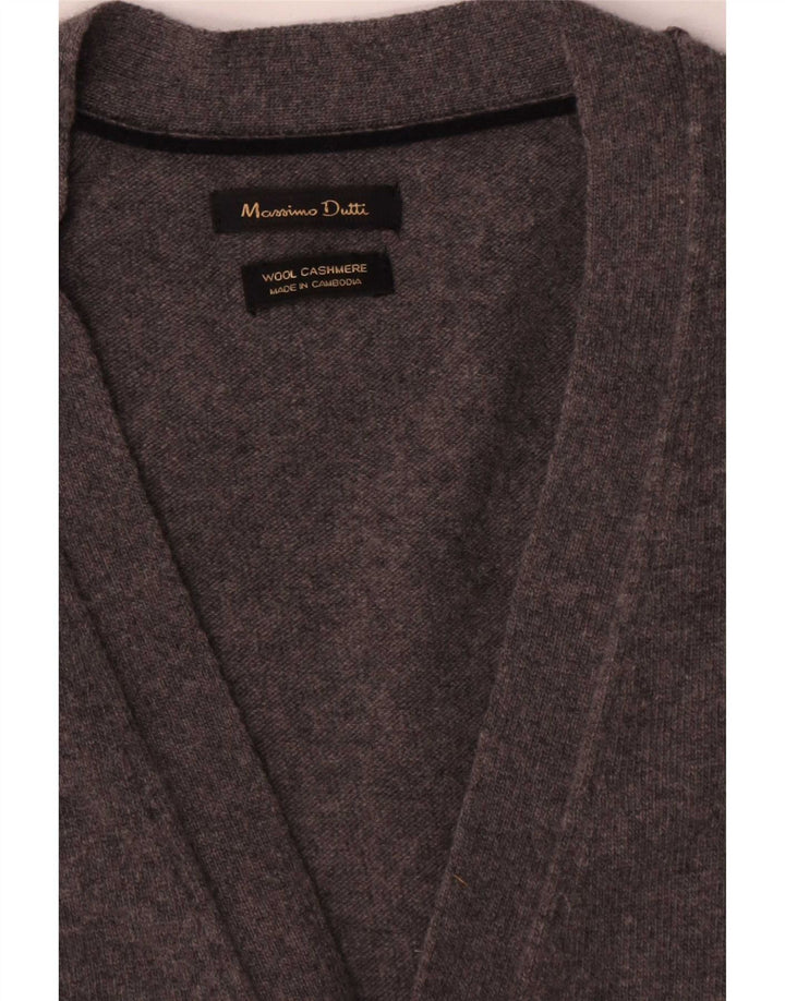 Maglione cardigan senza maniche da uomo Massimo Dutti in lana grigio medio