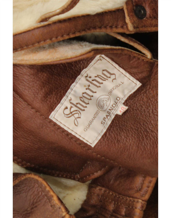 Giubbotto in shearling vintage da uomo IT 48 Marrone medio