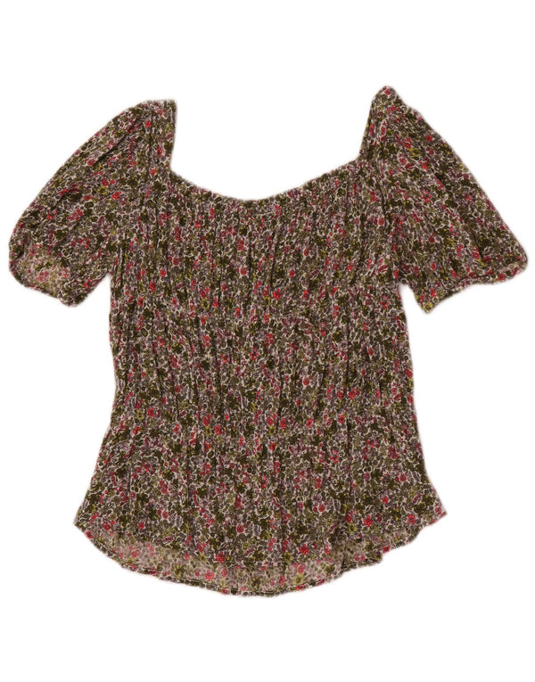 Camicetta Benetton per ragazze con spalle scoperte 13-14 anni 3XL Cachi floreale