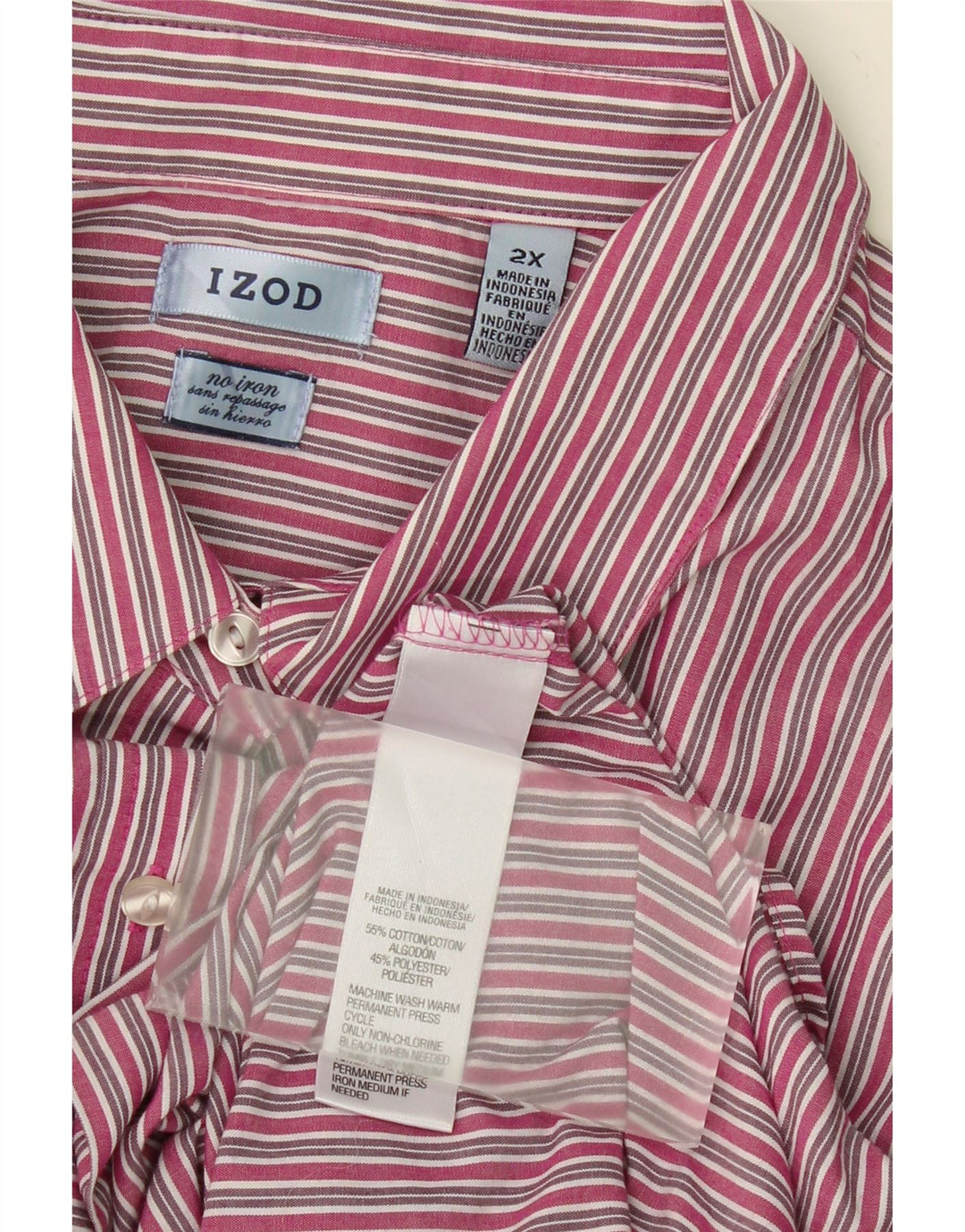 IZOD Womens Oversized Shirt UK 20 2XL Pink Striped Cotton Vintage Izod and Second-Hand Izod from Messina Hembry 