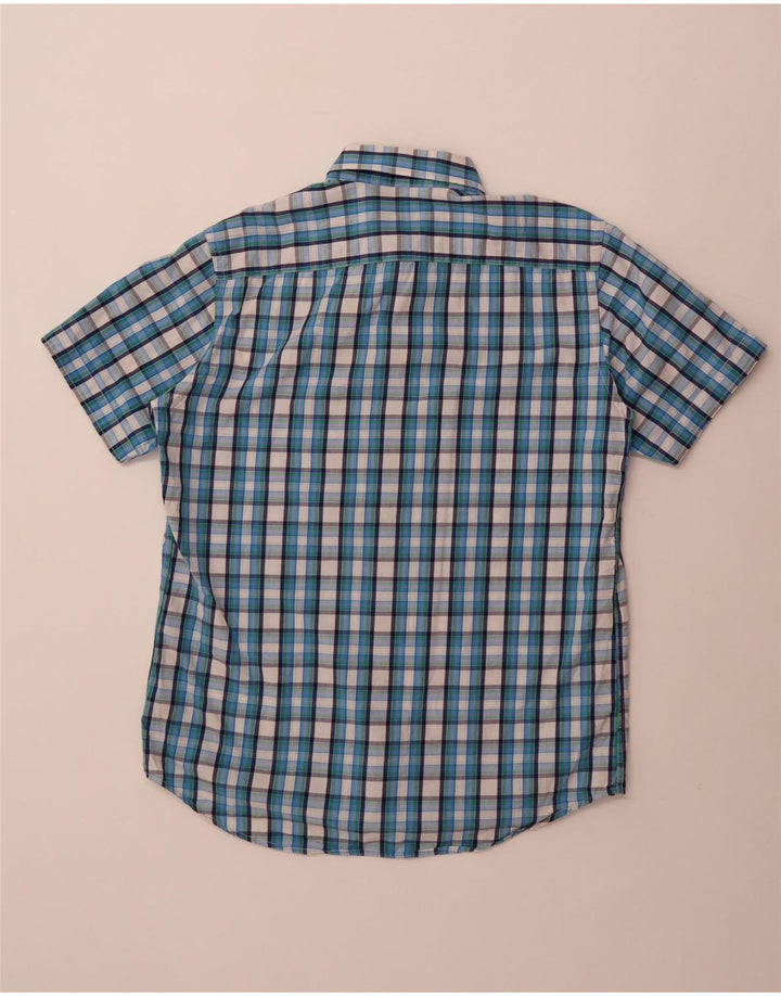Camicia Carrera da uomo a maniche corte vestibilità regolare in cotone a quadri blu medio