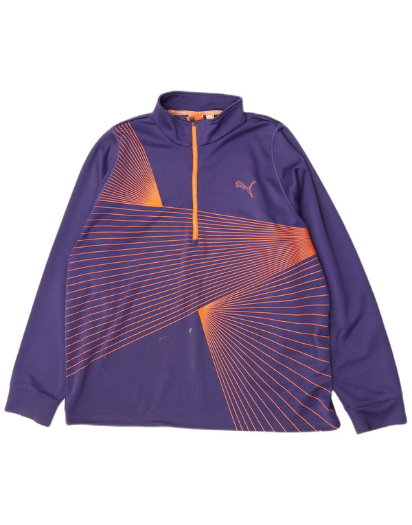 Puma Maglia da tuta da uomo con zip e collo 2XL Sport in poliestere a righe viola