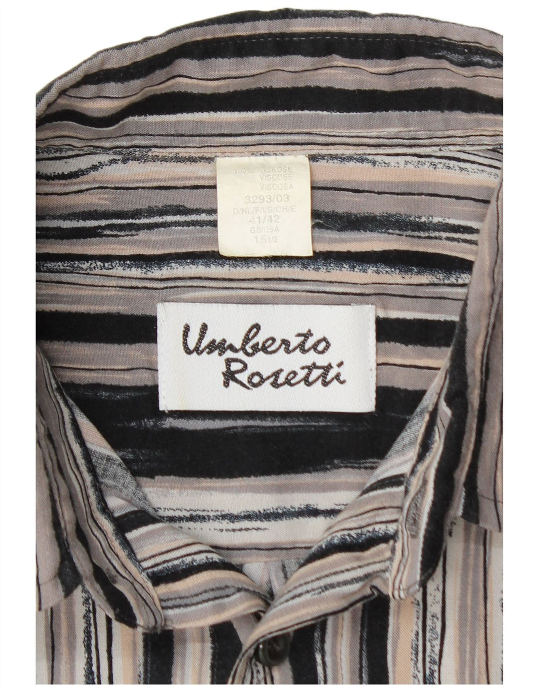 UMBERTO ROSETTI Camicia overshirt da uomo taglia 15 1/2 a righe grigio medio