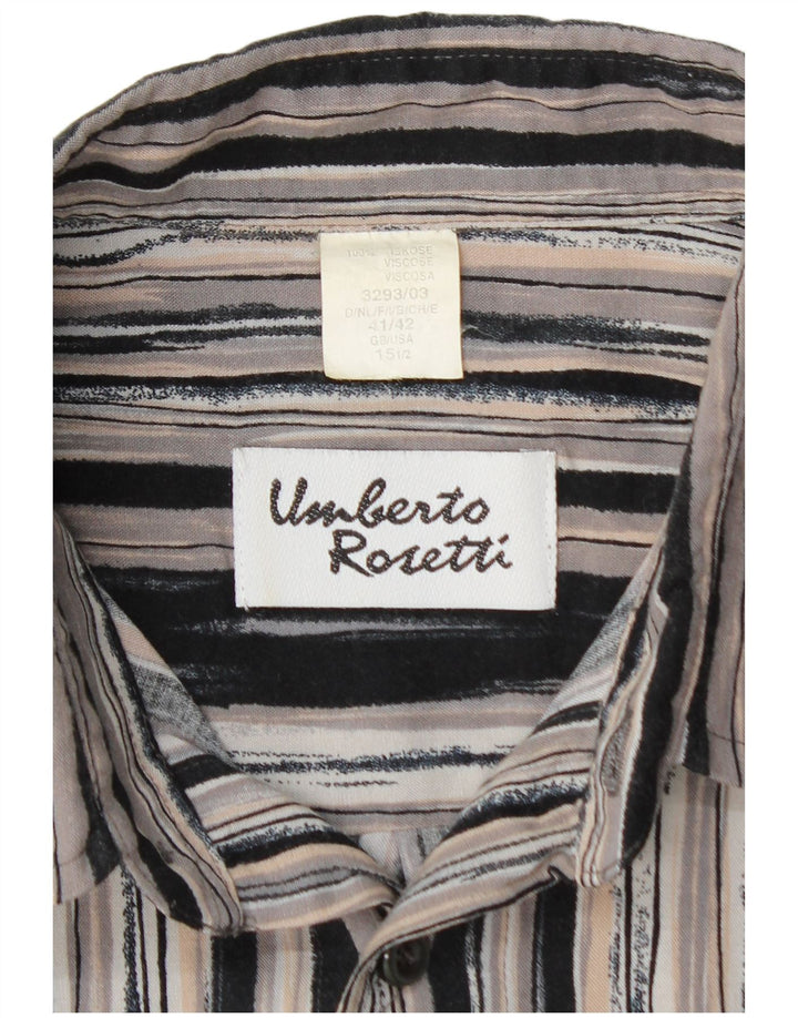 UMBERTO ROSETTI Camicia overshirt da uomo taglia 15 1/2 a righe grigio medio