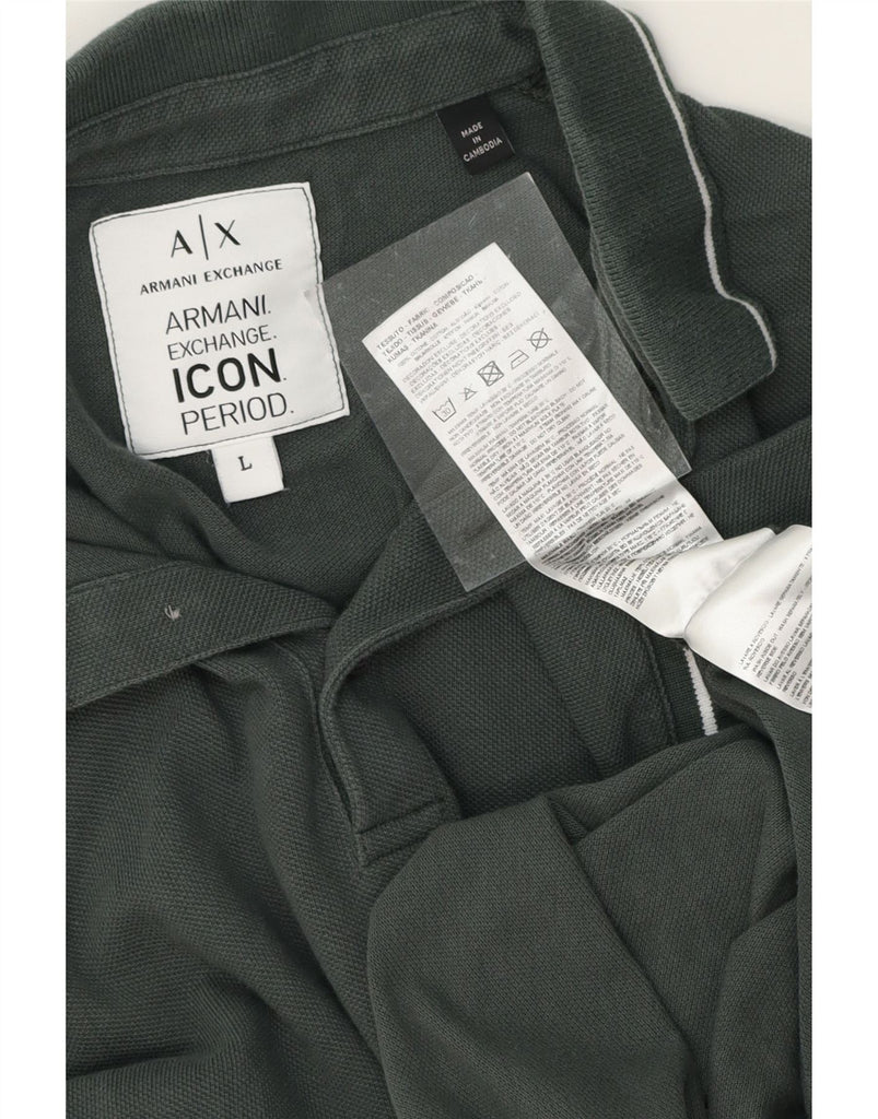 ARMANI Mens Polo Shirt Large Grey Cotton Vintage Armani and Second-Hand Armani from Messina Hembry 