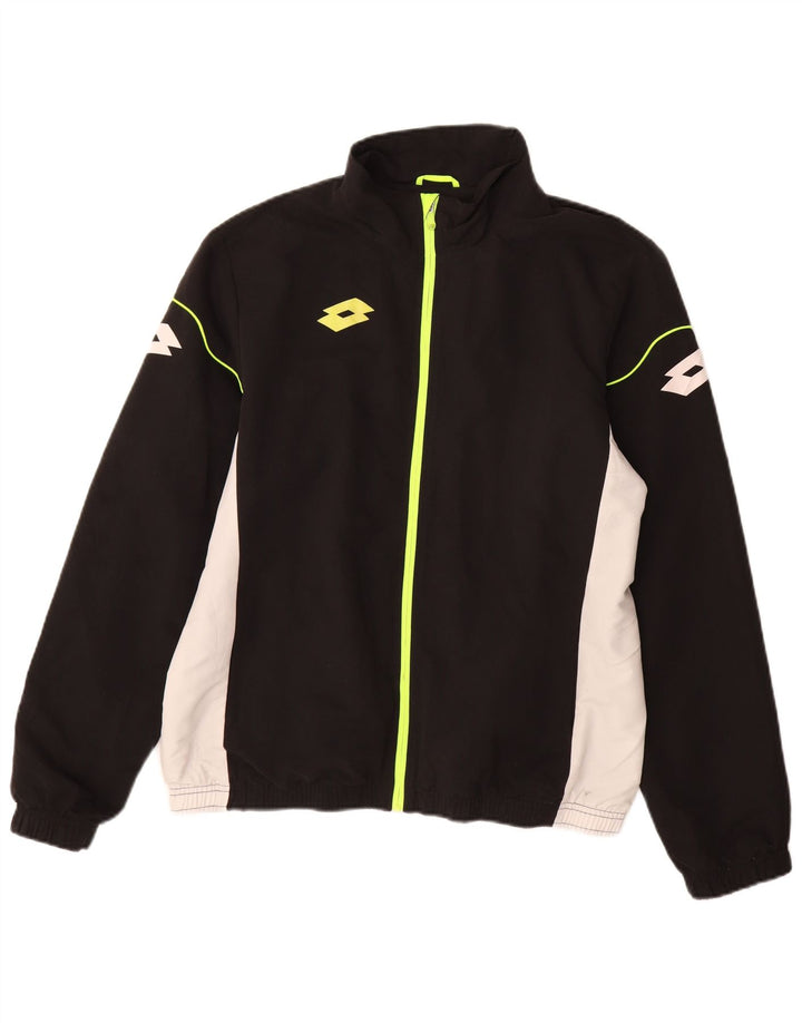 Giacca da ginnastica grafica da uomo Lotto, giacca in poliestere color block medio nero