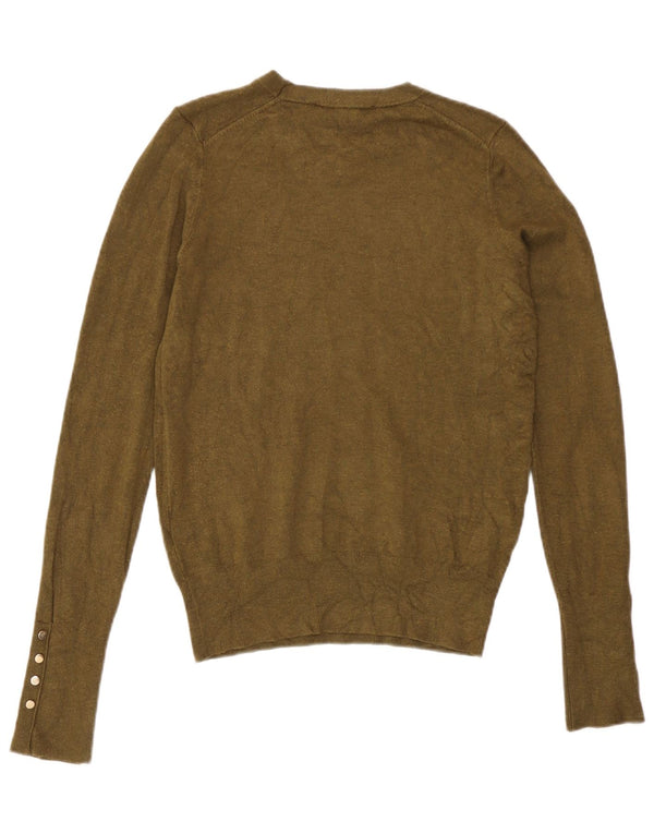 Maglione girocollo da donna Zara UK 10 piccolo in viscosa kaki