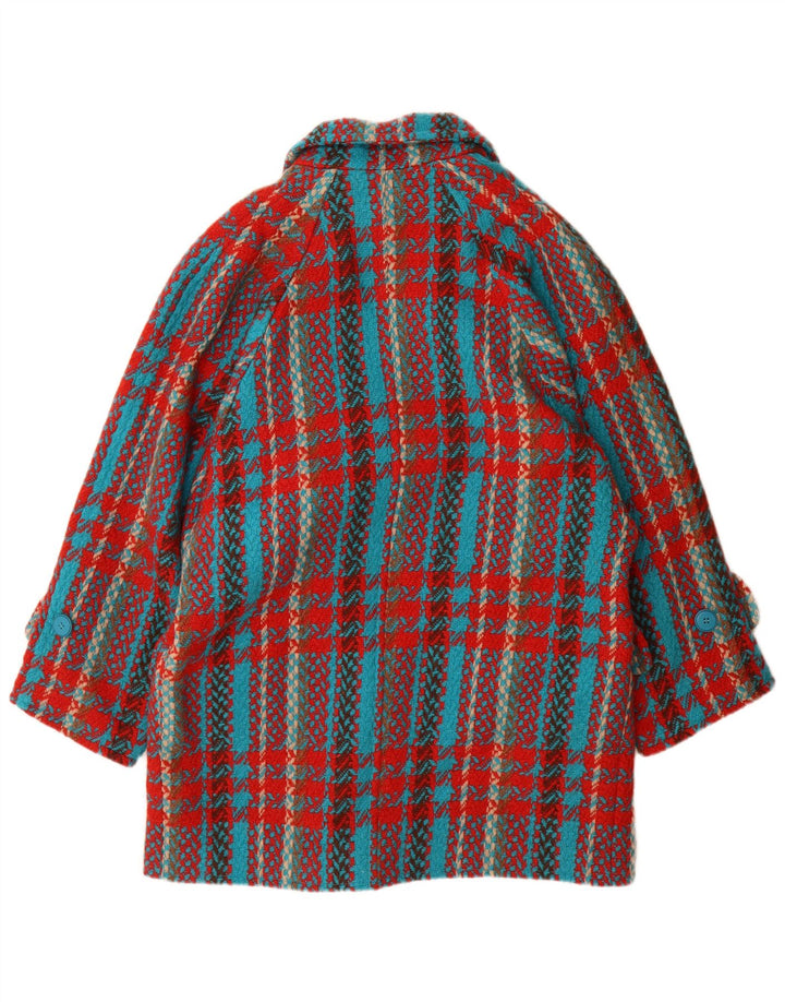 i Blues Cappotto doppiopetto oversize da donna UK 10 Piccolo lana a quadri rossi