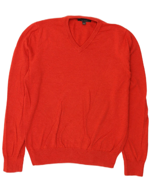 Maglione da uomo con scollo a V Marks & Spencer in cotone rosso medio