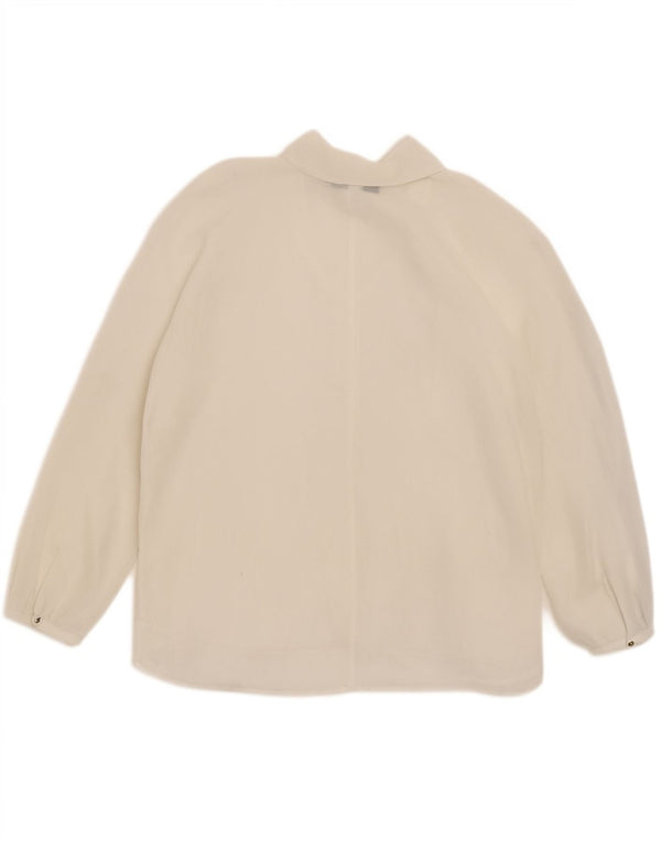 Top Zara da donna a maniche lunghe con cravatta frontale trasparente UK 16 grande bianco