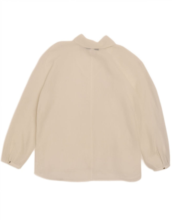 Top Zara da donna a maniche lunghe con cravatta frontale trasparente UK 16 grande bianco