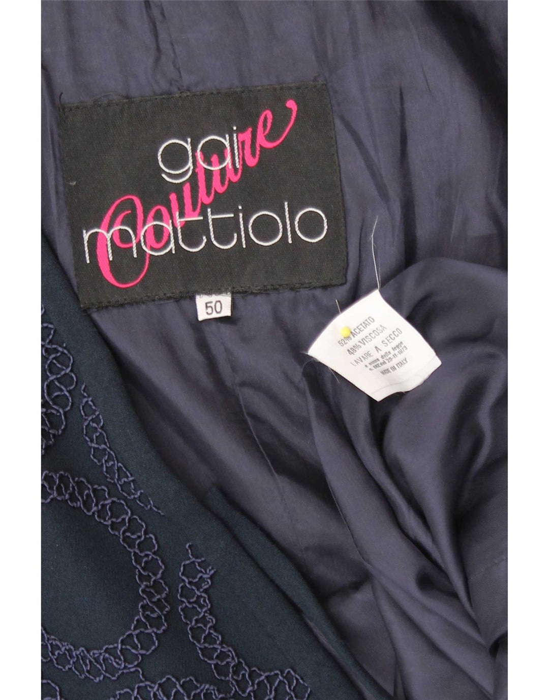 Gai Mattiolo Giacca da donna con cravatta sul davanti IT 50 XL Blu navy geometrico