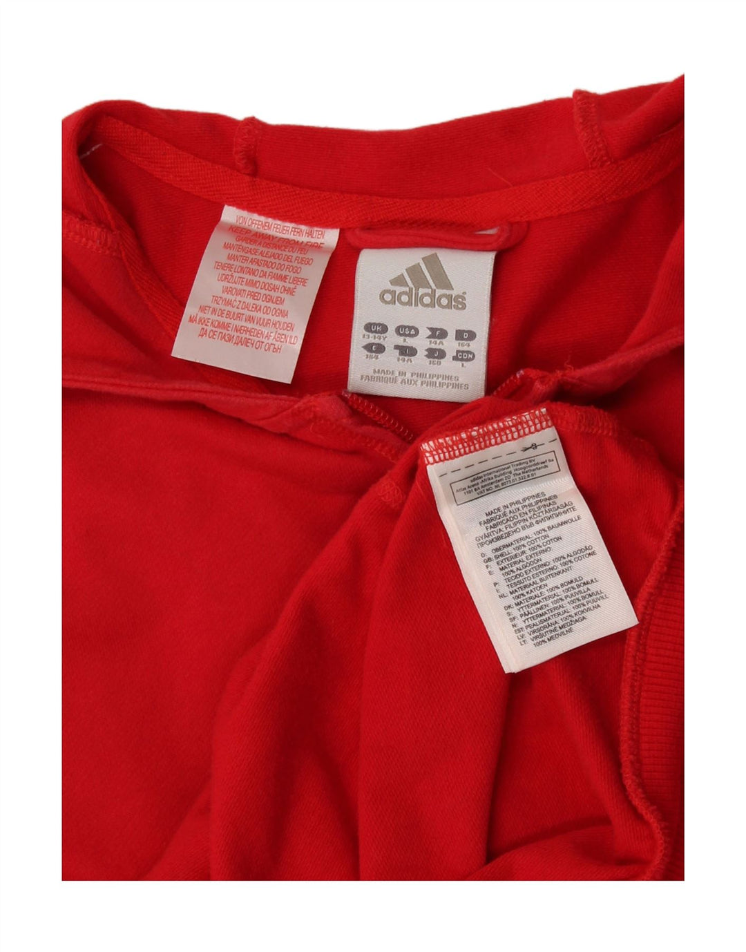 Felpa con cappuccio e zip Adidas per ragazze 13-14 anni in cotone rosso