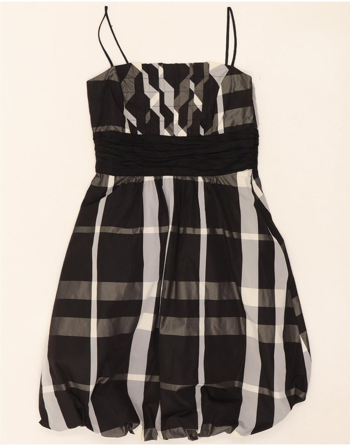 Abito a palloncino senza maniche da donna Zara UK 8 piccolo poliestere a quadri nero