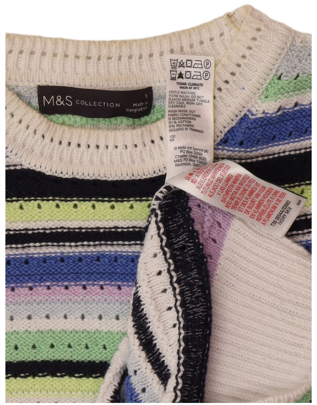 Maglione maglione girocollo da donna Marks & Spencer UK 10 piccolo multicolore