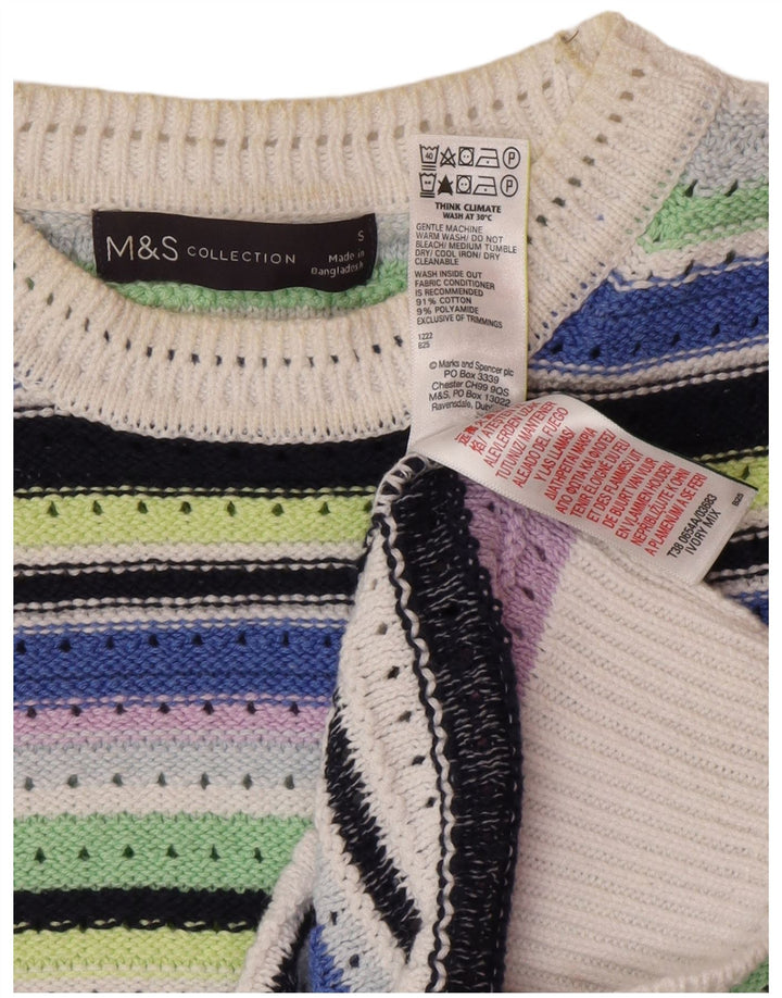 Maglione maglione girocollo da donna Marks & Spencer UK 10 piccolo multicolore