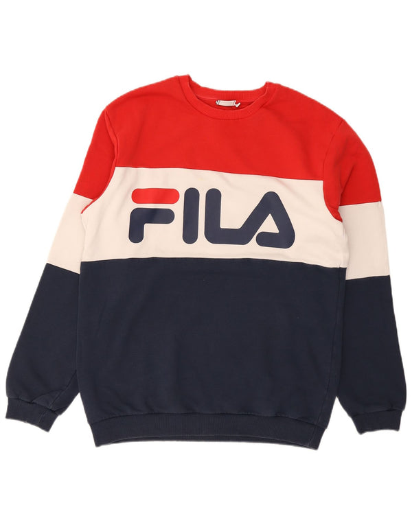 Fila Mens Graphic Sweatshirt Jumper Medium Multicoloured Colourblock Cotton