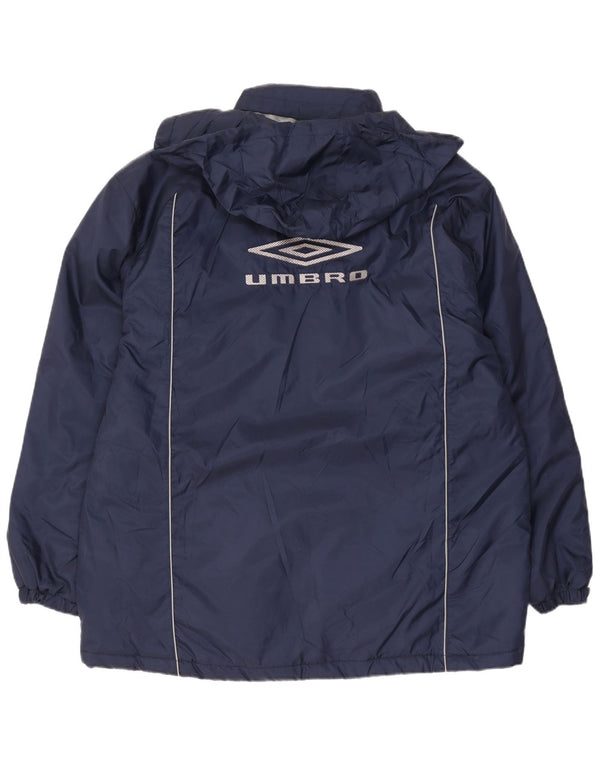 Giacca a vento con cappuccio grafico da uomo Umbro UK 42 XL Nylon blu navy
