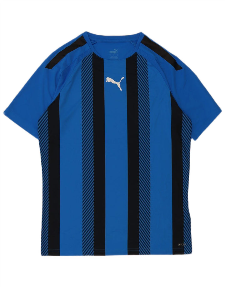 T-shirt da uomo Puma Top piccola in poliestere a righe blu