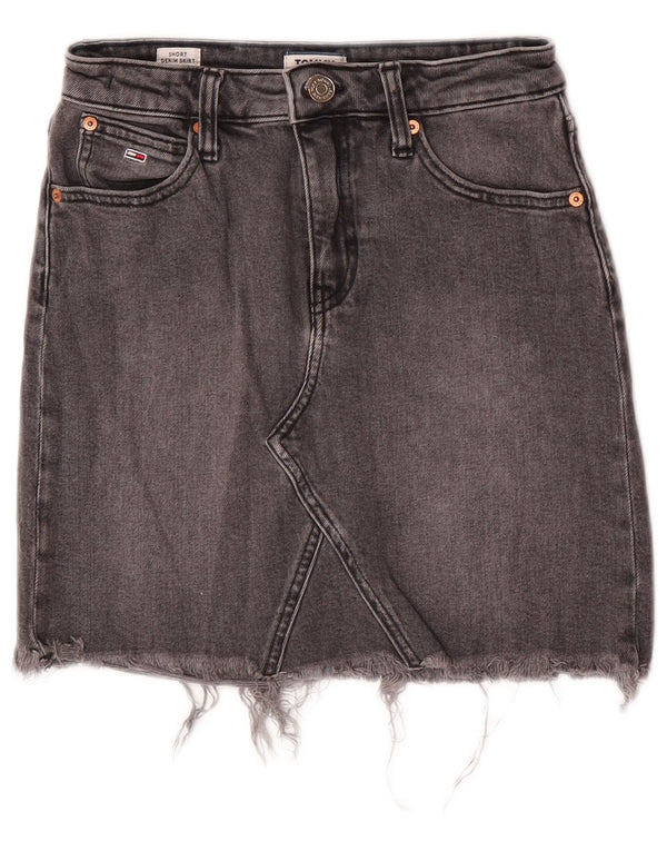 Gonna in denim da donna Tommy Hilfiger W24 XS in cotone grigio