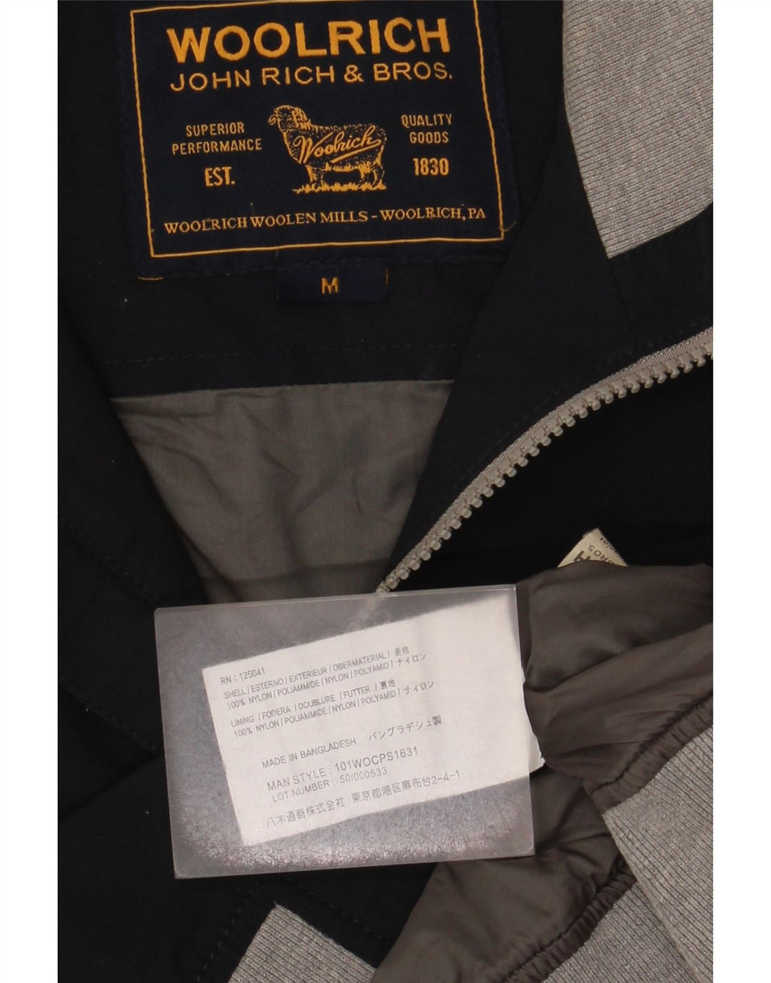 Giubbotto bomber da uomo Woolrich UK 38 nylon color block blu navy medio
