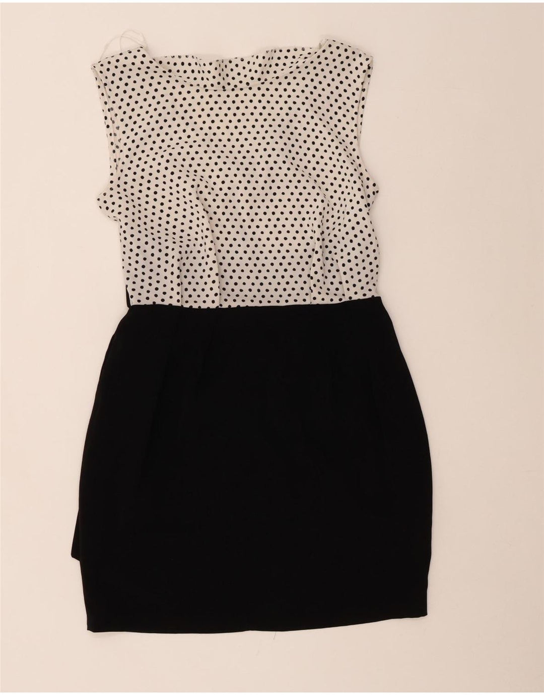 CLOSET Abito tubino senza maniche da donna UK 14 medio nero a pois