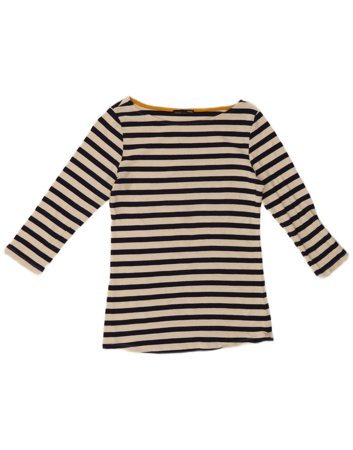Top Zara da donna manica 3/4 UK 12 medio a righe nere