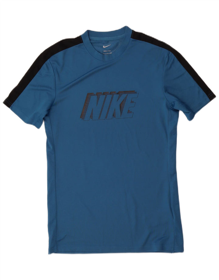 T-shirt grafica NIKE Dri Fit da uomo, piccola, in poliestere color block blu