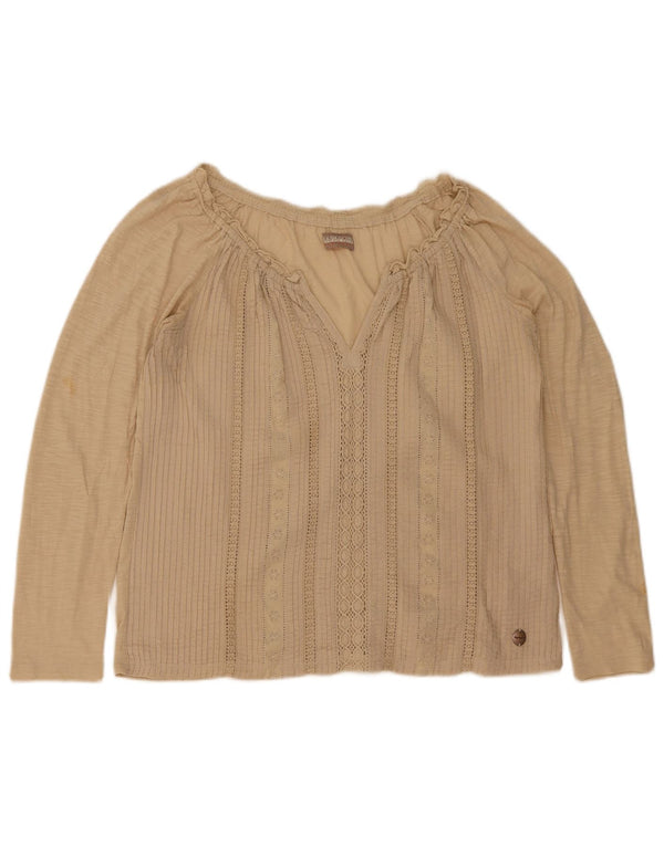 Camicetta a maniche lunghe da donna Napapijri UK 18 XL Beige a righe