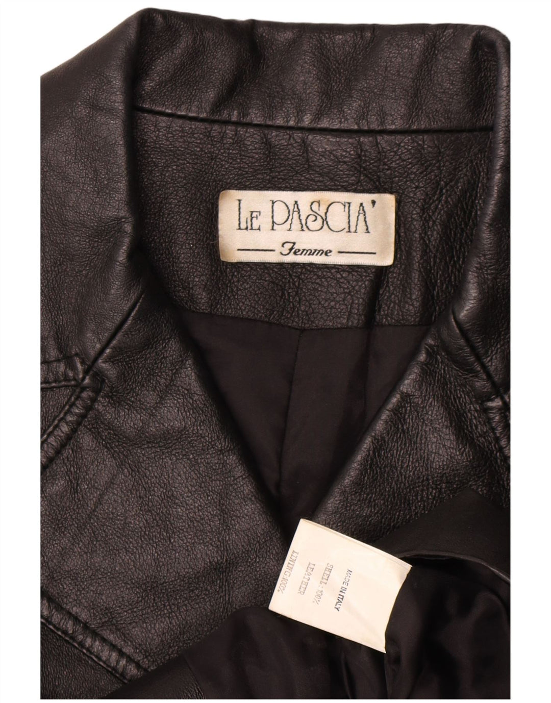 Giacca in pelle doppiopetto vintage da donna UK 8 piccola nera classica