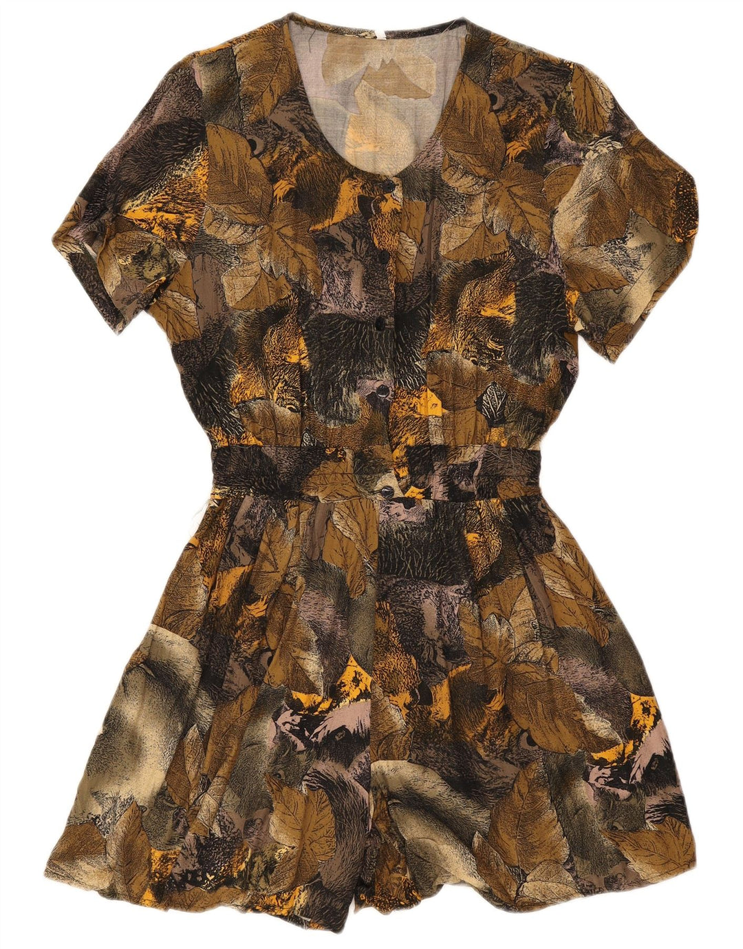 Tutina vintage da donna con motivo astratto UK 14 grande verde