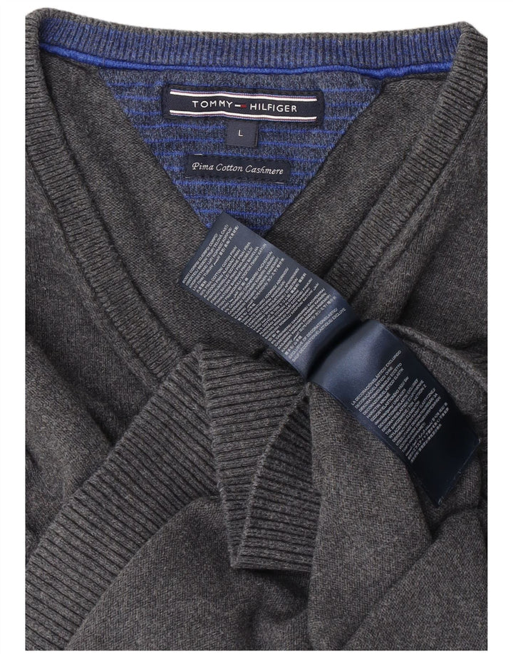 Tommy Hilfiger Uomo Maglione con scollo a V Maglione grande in cotone grigio