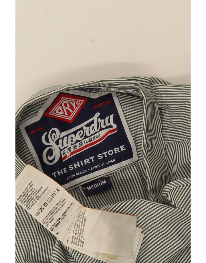 Camicia da uomo Superdry in cotone gessato grigio medio
