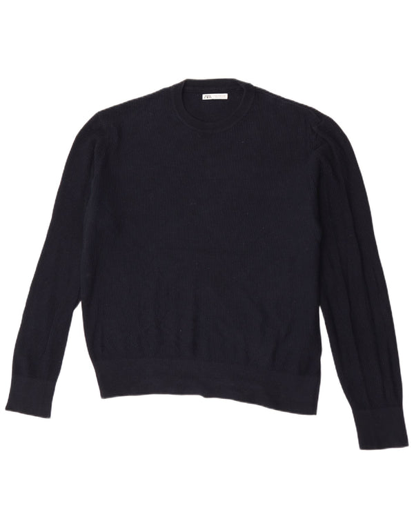 Maglione maglione girocollo da uomo Zara blu navy medio